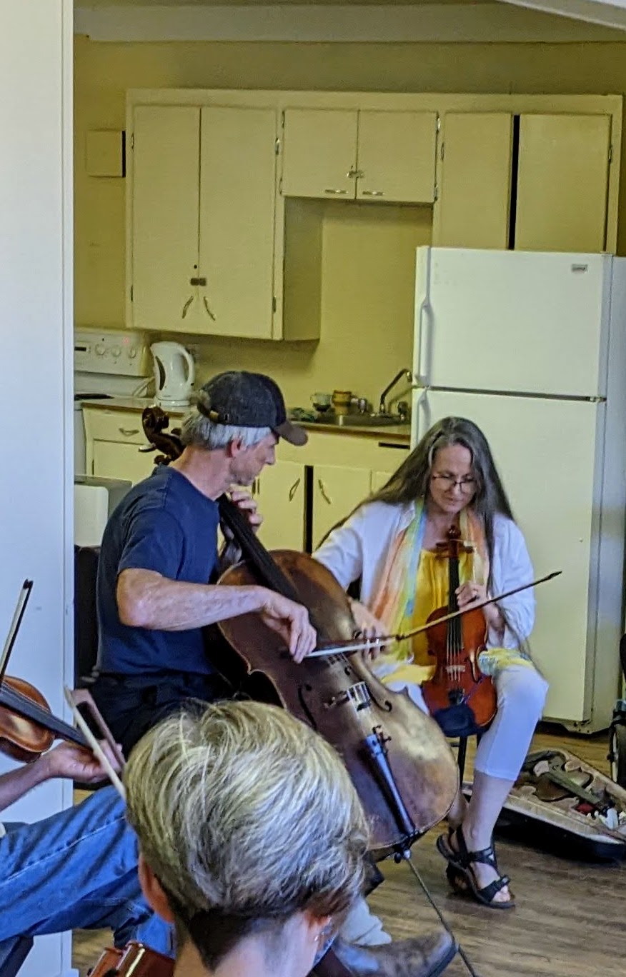 Deb showing tune in cello position